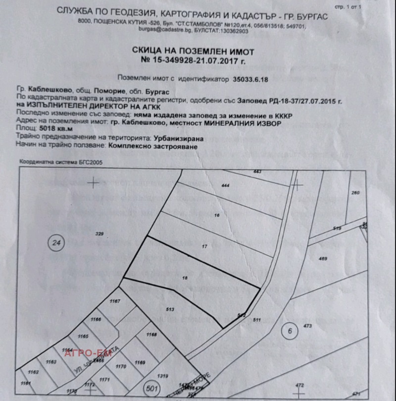 Продава ПАРЦЕЛ, област Бургас, гр. Каблешково • 66600 € / 130258.28 лв. • 65183043 1 — Holmes.bg Продава ПАРЦЕЛ, област Бургас, гр. Каблешково • 66600 € / 130258.28 лв. • 65183043 1