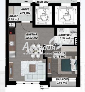 2-СТАЕН, 58 m2 - Holmes.bg 2-СТАЕН, 58 m2