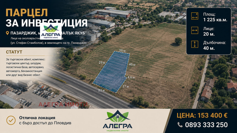 Продава ПАРЦЕЛ, град Пазарджик, Промишлена зона - Изток • 153400 € • 93318426 1 — Holmes.bg Продава ПАРЦЕЛ, град Пазарджик, Промишлена зона - Изток • 153400 € • 93318426 1