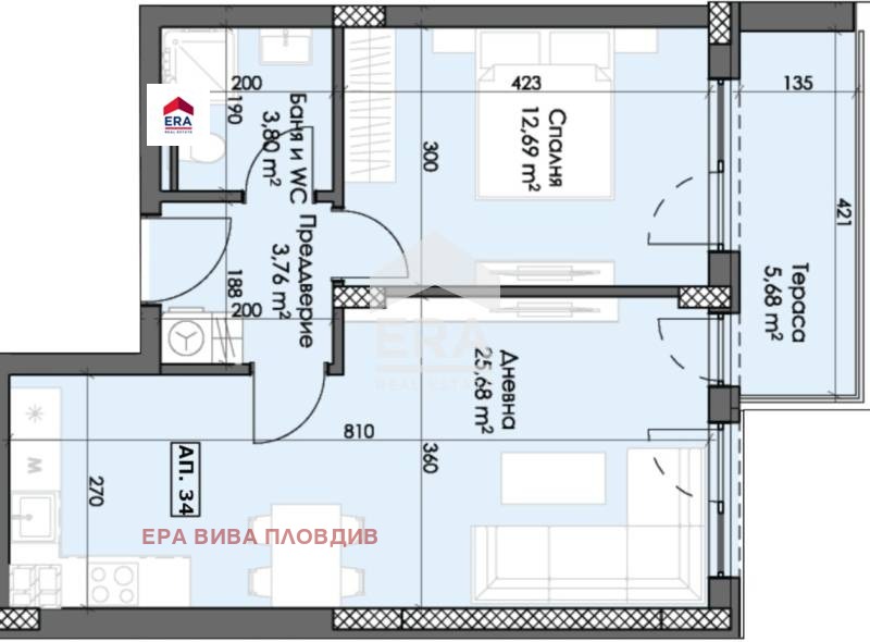 Myytävänä  1 makuuhuone Plovdiv , Trakija , 72 neliömetriä | 94622805 - kuva [3]