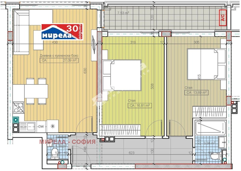 Продава 3-СТАЕН в град София, м-т Гърдова глава - 106 кв.м / 276 463 € » 540 714.63 лв., МИРЕЛА - СОФИЯ