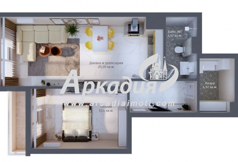 For Sale  1 bedroom Plovdiv , Hristo Smirnenski , 78 sq.m | 15077668 - image [3]