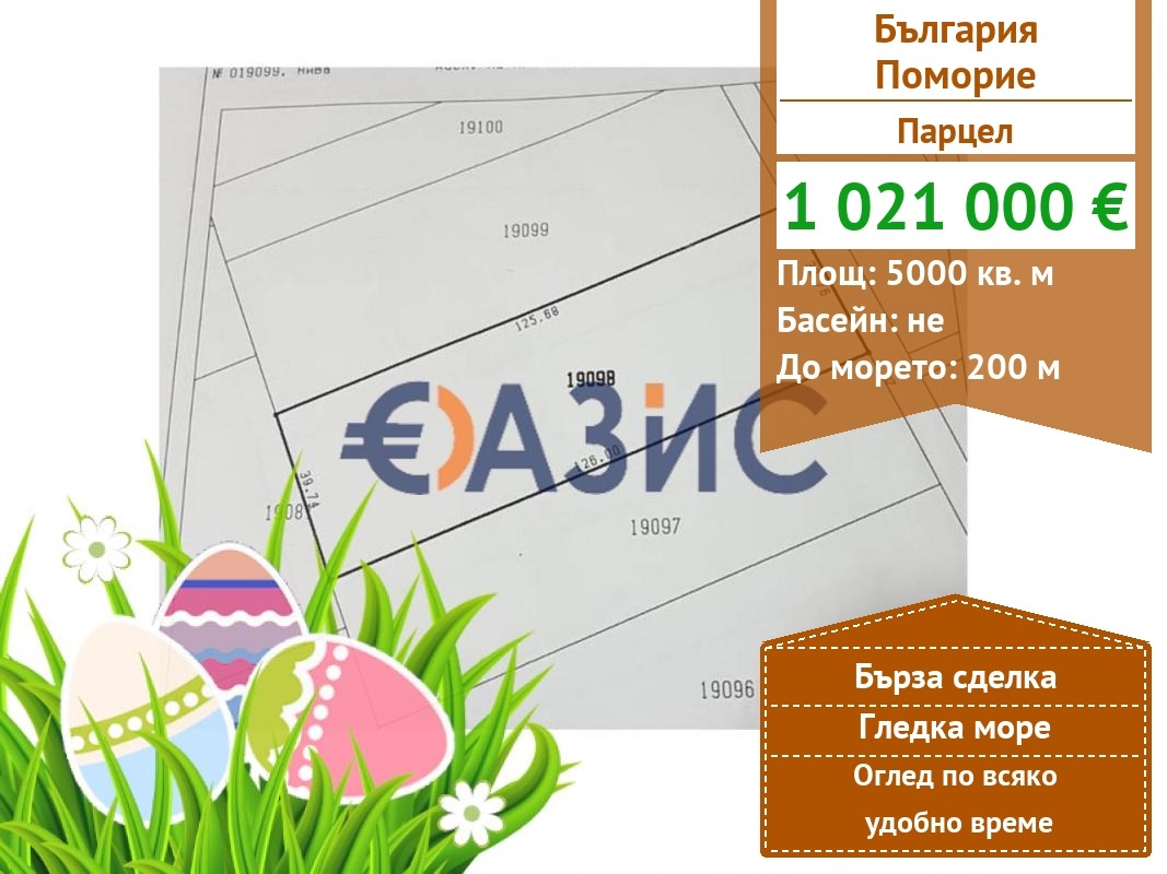 Продава ПАРЦЕЛ, гр. Поморие, област Бургас