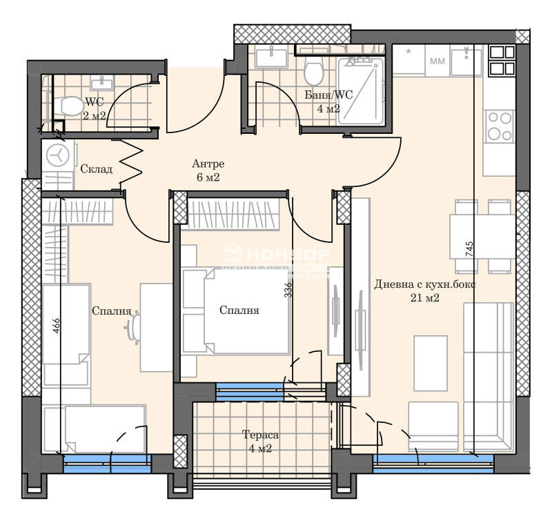 En venta  2 dormitorios Plovdiv , Karshiyaka , 85 metros cuadrados | 53285664 - imagen [5]