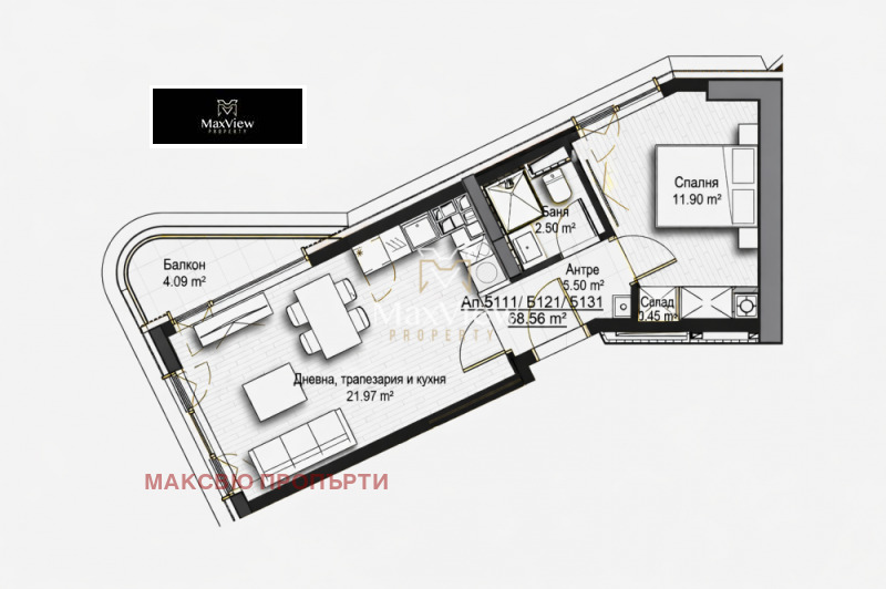 Продава 1-СТАЕН, гр. София, Витоша