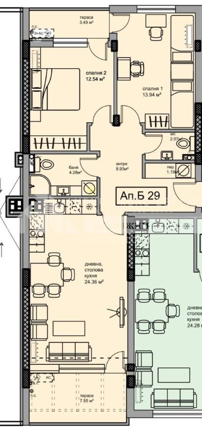En venta  2 dormitorios Plovdiv , Kyuchuk Parizh , 113 metros cuadrados | 80380795 - imagen [2]