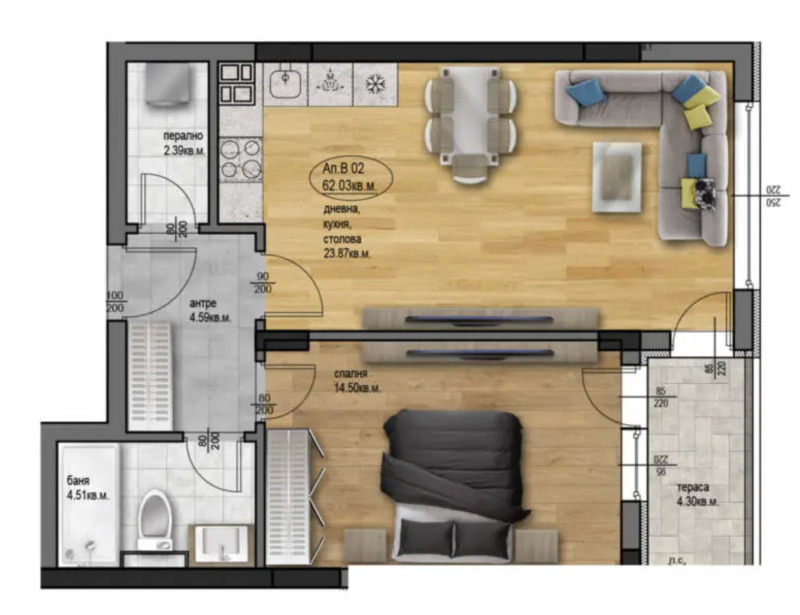 Продава  2-стаен град Пловдив , Остромила , 74 кв.м | 78191013 - изображение [2]