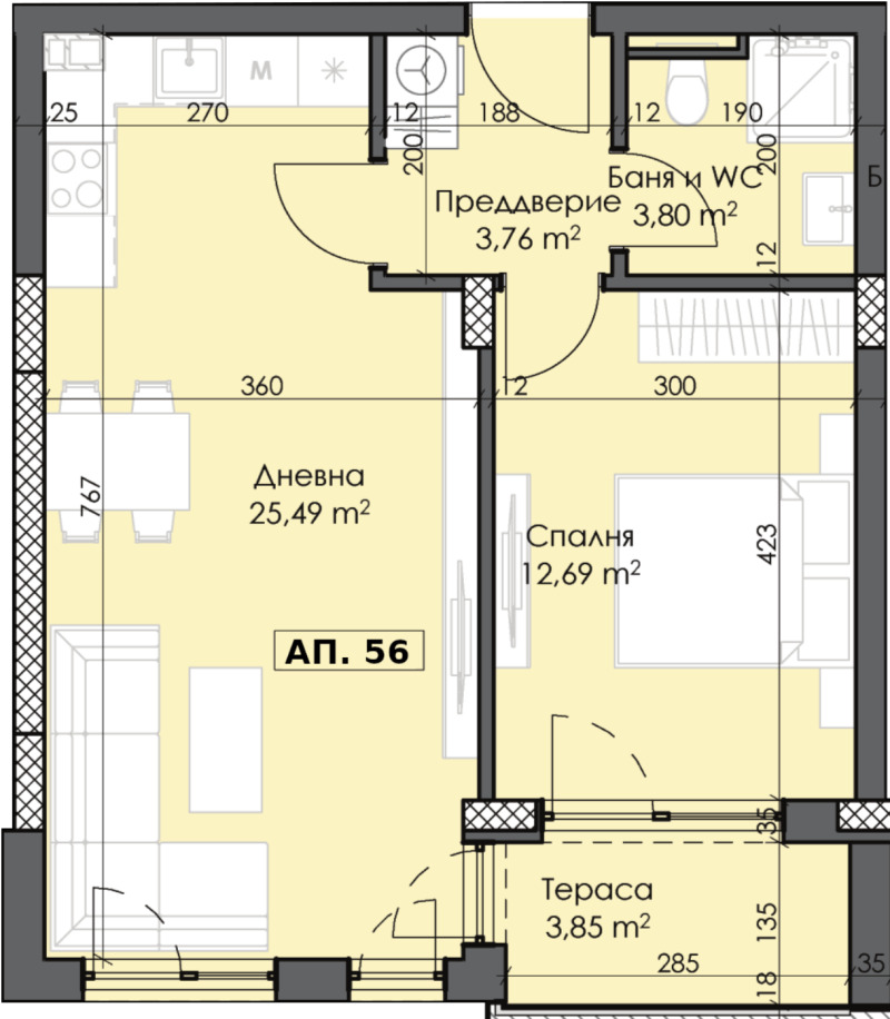 Na prodej  1 ložnice Plovdiv , Trakija , 72 m2 | 71669709