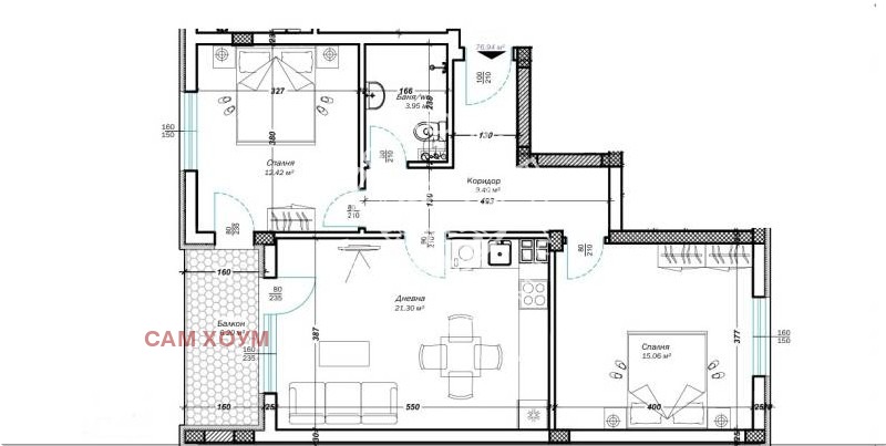 En venta  2 dormitorios Varna , m-t Pchelina , 92 metros cuadrados | 10911539 - imagen [3]