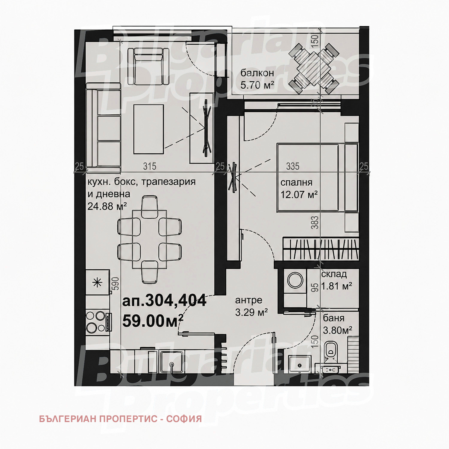 Продава 2-СТАЕН, гр. София, Зона Б-5, снимка 5 - Апартаменти - 56213349