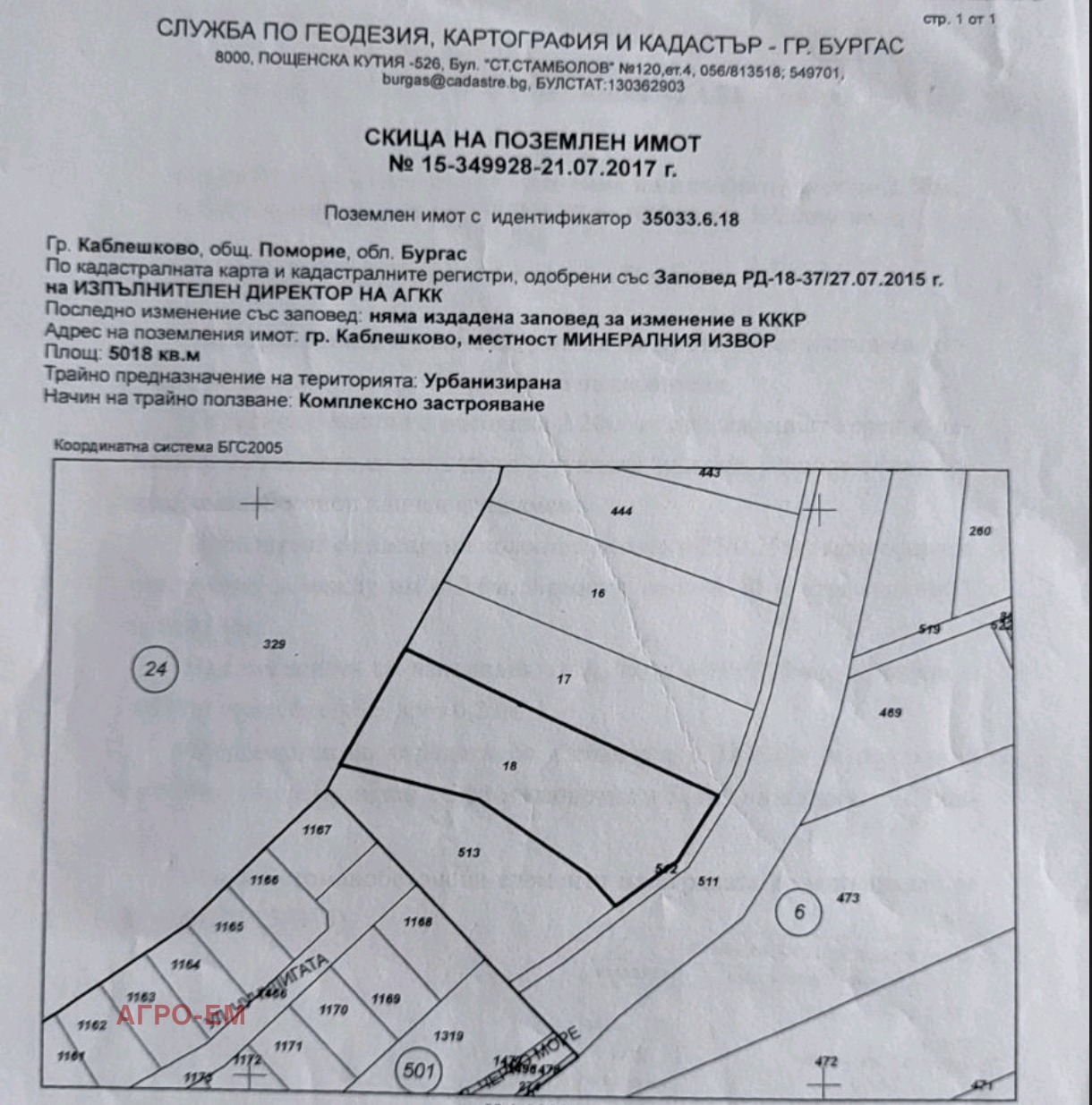 Продава ПАРЦЕЛ, гр. Каблешково, област Бургас
