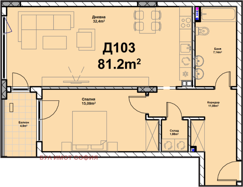 Na prodej  1 ložnice Sofia , Poligona , 97 m2 | 77261195 - obraz [2]