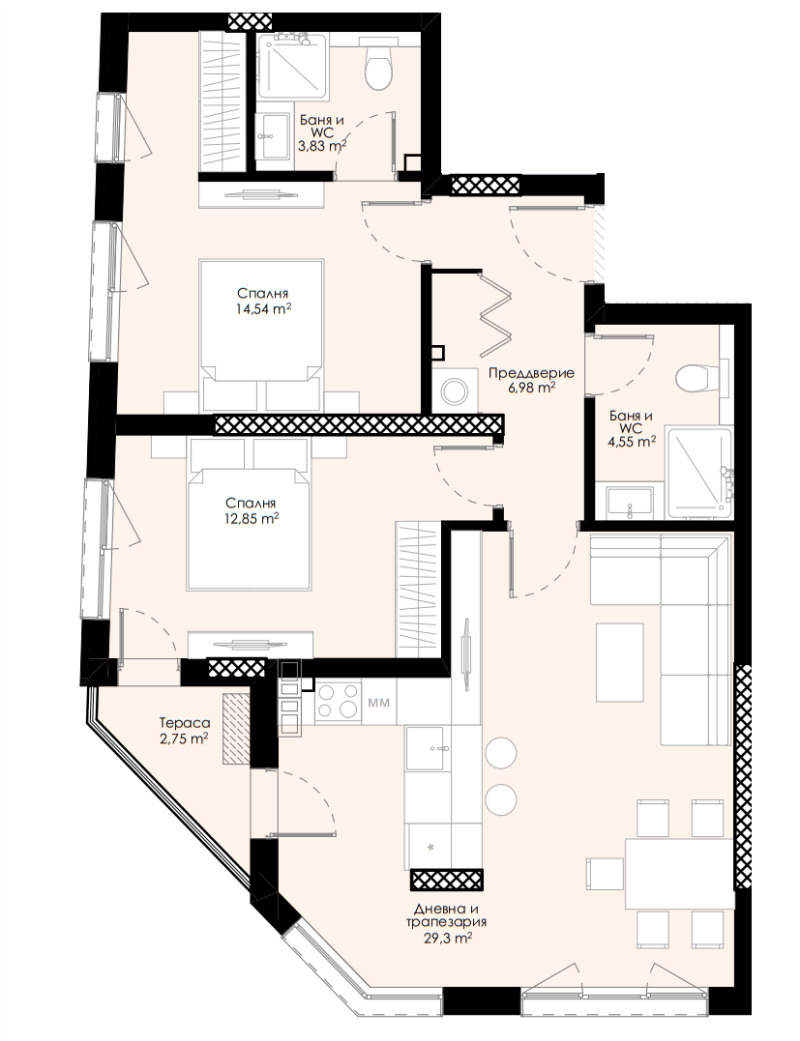 En venta  2 dormitorios Plovdiv , Jristo Smirnenski , 104 metros cuadrados | 59862189 - imagen [2]