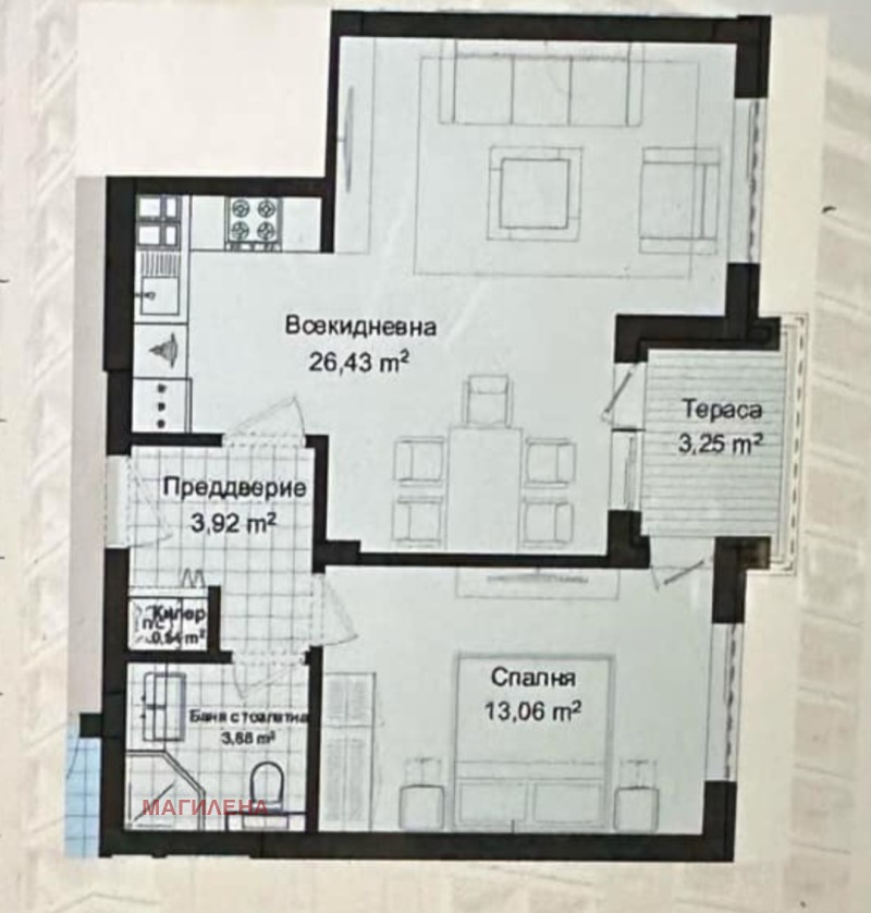 À venda  1 quarto Plovdiv , Gagarin , 71 m² | 26078133