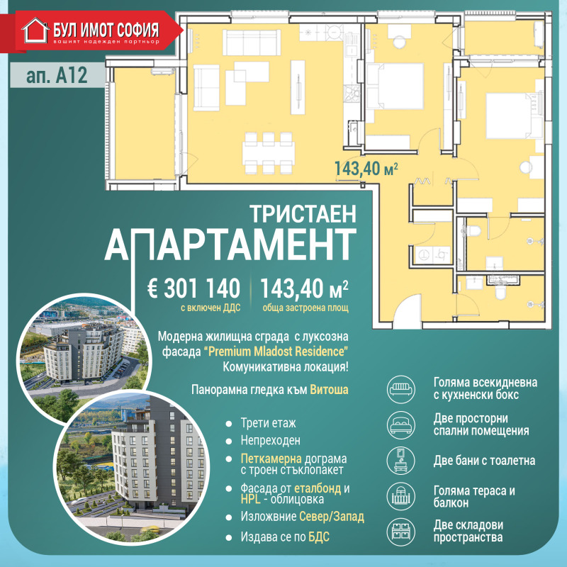 Προς πώληση  2 υπνοδωμάτια Σοφηια , Μλαδοστ 4 , 144 τ.μ | 74528159 - εικόνα [2]