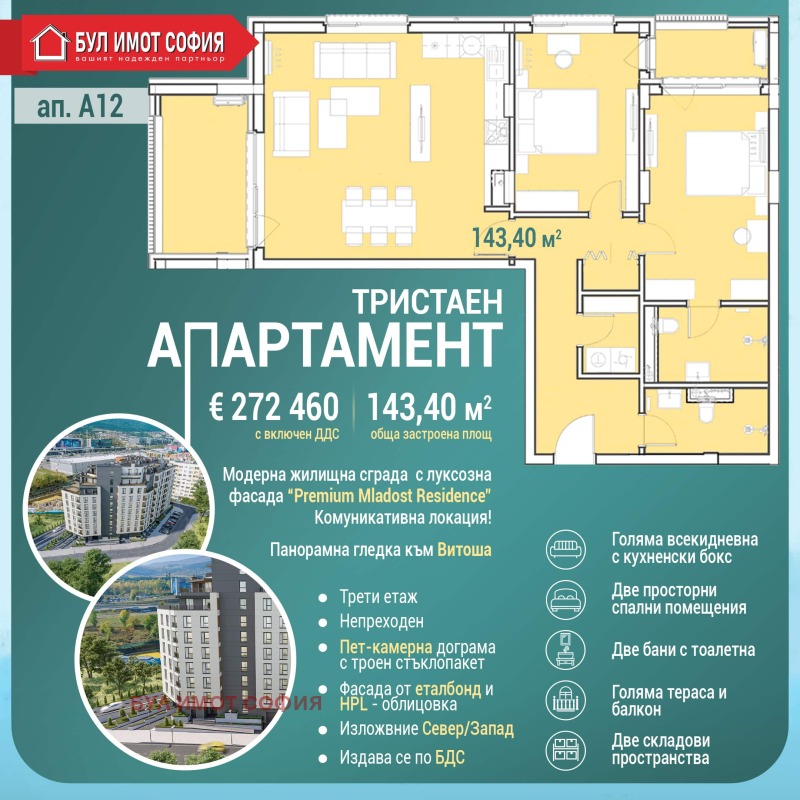 Продава 3-СТАЕН, гр. София, Младост 4, снимка 2 - Aпартаменти - 49552099