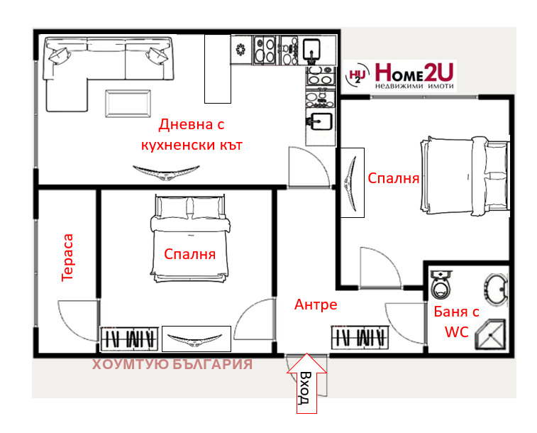 Myytävänä  2 makuuhuonetta Burgas , Meden rudnik - zona V , 63 neliömetriä | 93270177 - kuva [10]