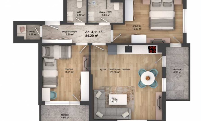 Продава 3-СТАЕН, гр. Пловдив, Кършияка, снимка 5 - Апартаменти - 47439089