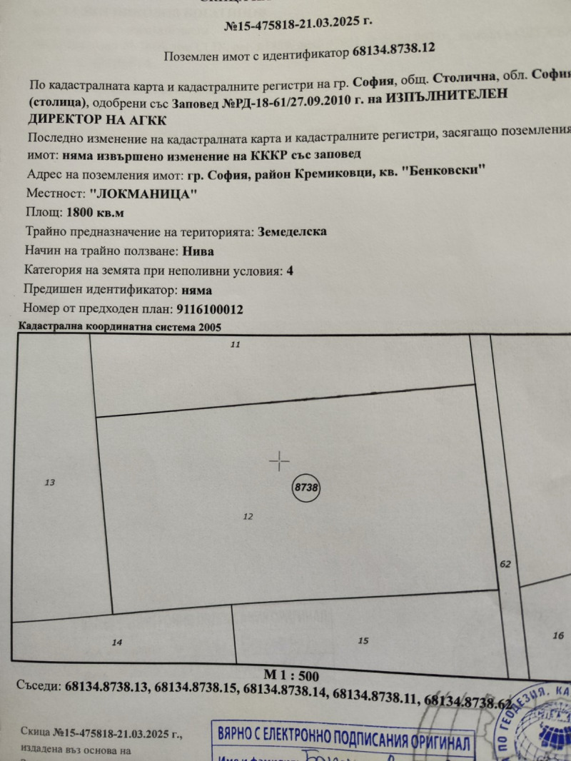 Til salg  Grund Sofia , Benkovski , 1800 kvm | 61137763 - billede [3]