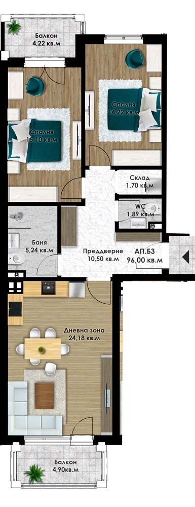 En venta  2 dormitorios Plovdiv , Yuzhen , 113 metros cuadrados | 93596456 - imagen [5]