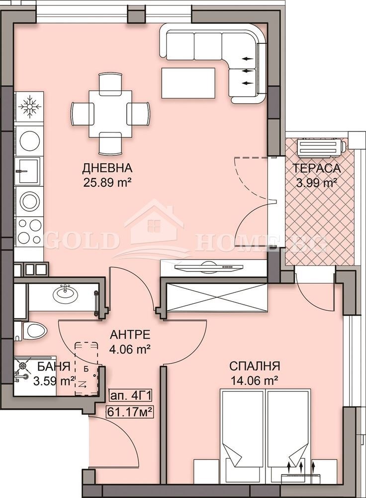 Na sprzedaż  1 sypialnia Plowdiw , Gagarin , 73 mkw | 31112212 - obraz [5]