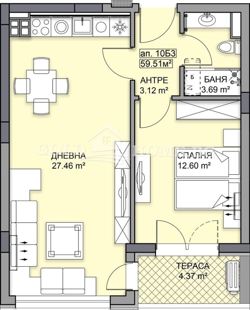 Na sprzedaż  1 sypialnia Plowdiw , Gagarin , 73 mkw | 31112212 - obraz [4]