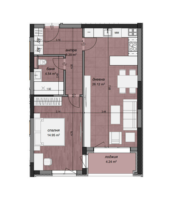 Продаја  1 спаваћа соба Софија , Толстој , 79 м2 | 52337155 - слика [2]
