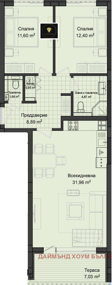 Продается  2 спальни Пловдив , Гагарин , 108 кв.м | 56450844 - изображение [2]