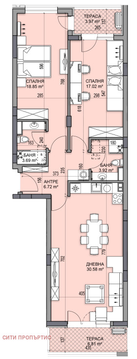 2 Schlafzimmer Gagarin, Plowdiw 1