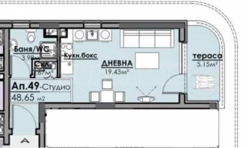 Продается  Студия Бургас , Славейков , 48 кв.м | 58187880 - изображение [2]