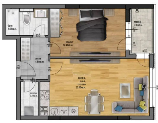 Продава  2-стаен град Пловдив , Остромила , 74 кв.м | 62415310 - изображение [2]