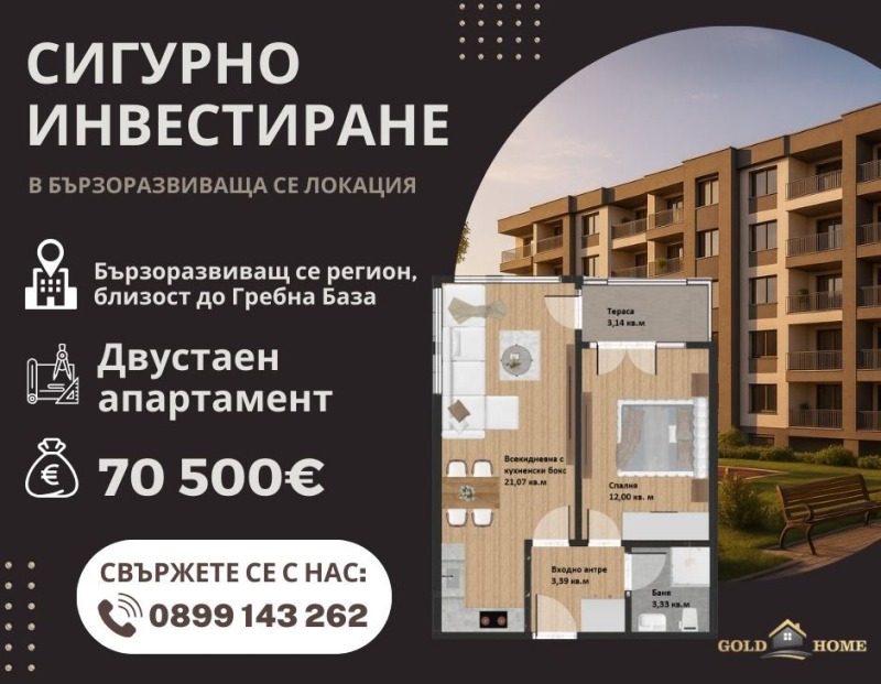 Продаја  1 спаваћа соба Пловдив , Христо Смирненски , 64 м2 | 23042978
