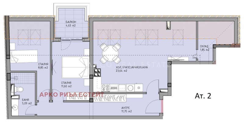 Satılık  2 yatak odası Sofia , Moderno predgradie , 98 metrekare | 72890125 - görüntü [3]