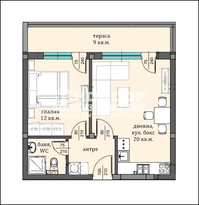 Myytävänä  1 makuuhuone Plovdiv , Tsentar , 68 neliömetriä | 60932398 - kuva [2]