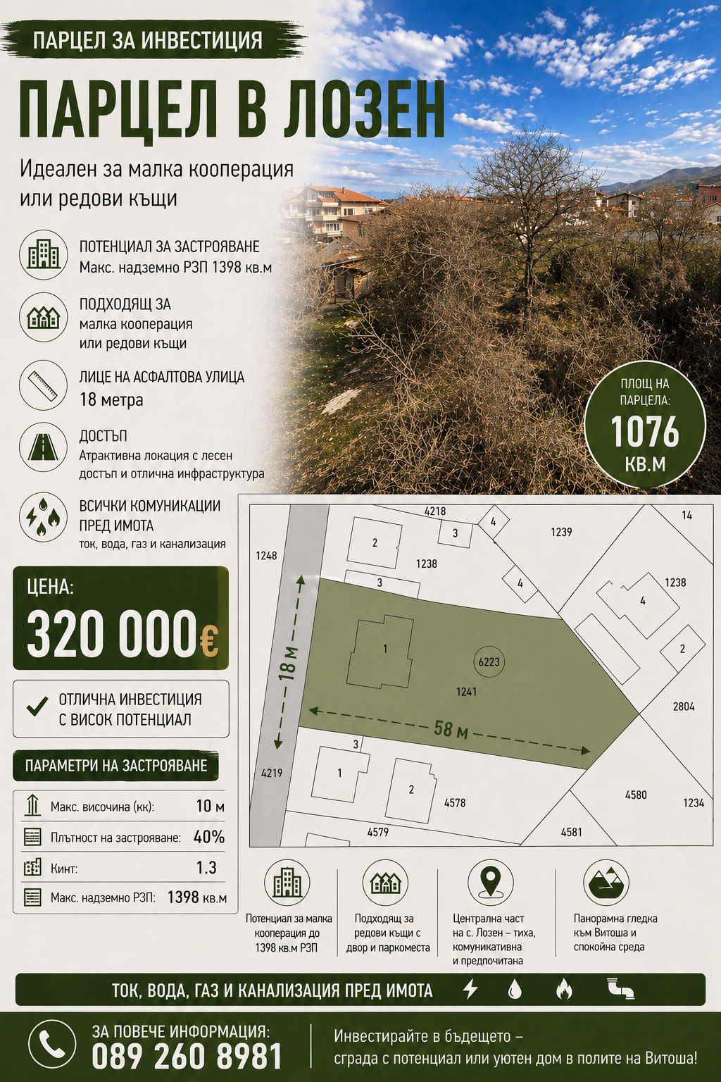 Продава ПАРЦЕЛ, гр. София, с. Лозен