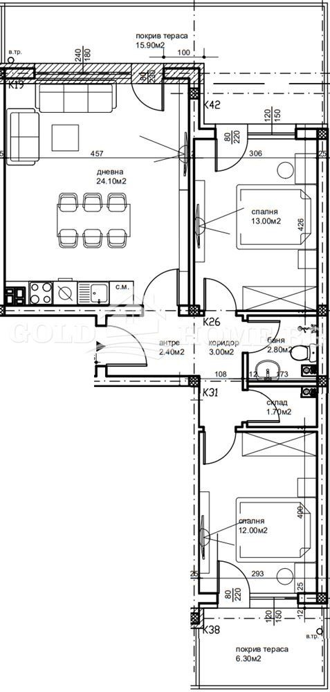 Myytävänä  2 makuuhuonetta Plovdiv , Belomorski , 97 neliömetriä | 64806074 - kuva [3]