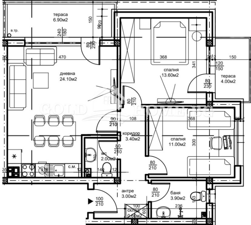 Myytävänä  2 makuuhuonetta Plovdiv , Belomorski , 97 neliömetriä | 64806074 - kuva [2]