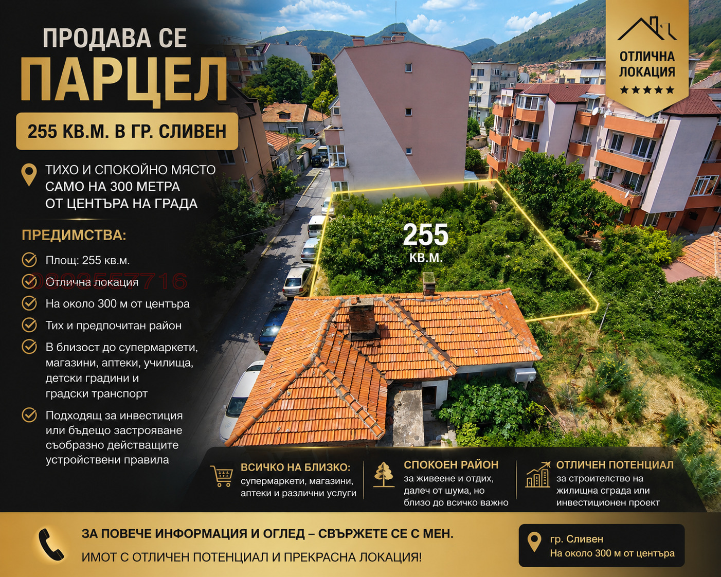 Продава ПАРЦЕЛ, гр. Сливен, Център, снимка 2 - Парцели - 55262584