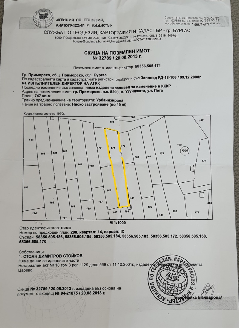 Продава ПАРЦЕЛ в област Бургас, гр. Приморско - 747 кв.м / 60 000 € » 117 349.80 лв., АГЕНЦИЯ ПАЗАРДЖИК