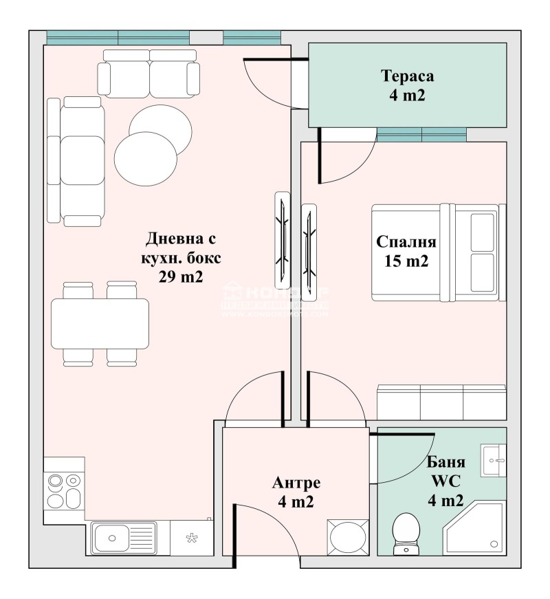 Myytävänä  1 makuuhuone Plovdiv , Trakija , 76 neliömetriä | 46371946 - kuva [2]