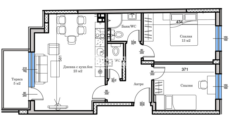 Продается  2 спальни Пловдив , Център , 86 кв.м | 78704797 - изображение [2]