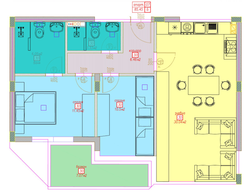 Til salg  Studie Sofia , Suhodol , 51 kvm | 69272844 - billede [3]