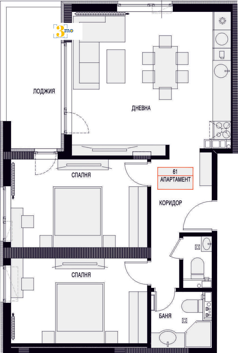 Продава 3-СТАЕН, гр. София, Люлин 2, снимка 10 - Aпартаменти - 48195138