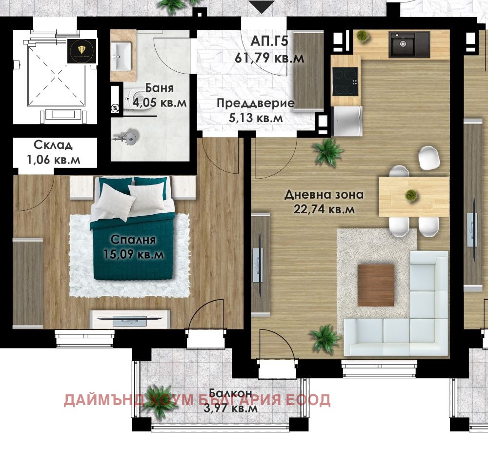 Продава 2-СТАЕН, гр. Пловдив, Коматевско шосе, снимка 2 - Апартаменти - 53095457