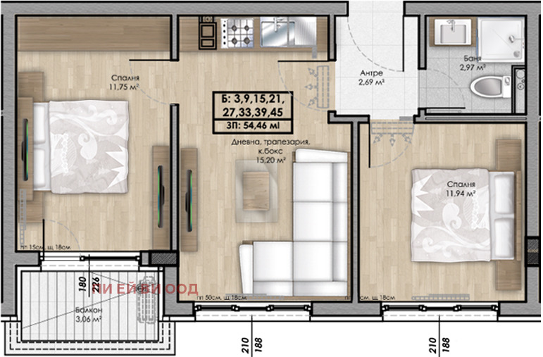 Продаја  2 спаваће собе Софија , Овча купел , 65 м2 | 49967304 - слика [8]