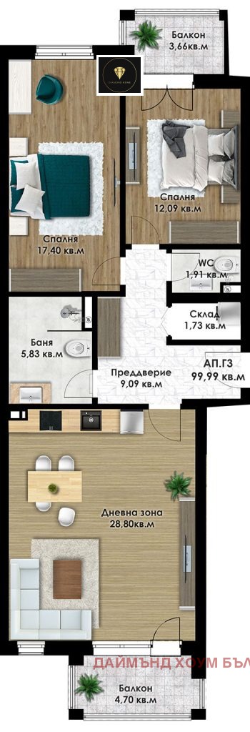 Продава 3-СТАЕН, гр. Пловдив, Коматевско шосе, снимка 2 - Aпартаменти - 47432232