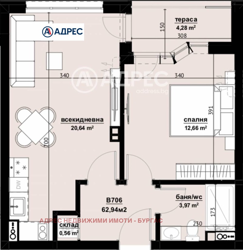 Продава 2-СТАЕН, гр. Бургас, Изгрев, снимка 4 - Aпартаменти - 48109195