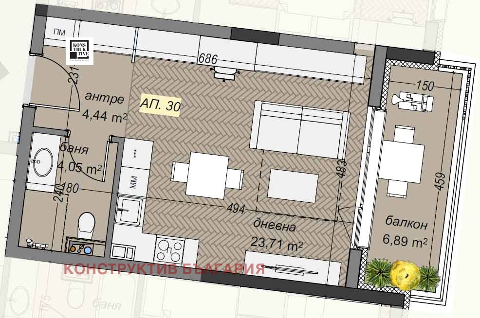 Продава 1-СТАЕН, гр. София, Левски В, снимка 9 - Апартаменти - 53722206