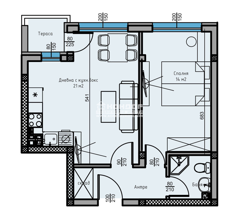 Продаја  1 спаваћа соба Пловдив , Остромила , 61 м2 | 29218437 - слика [2]