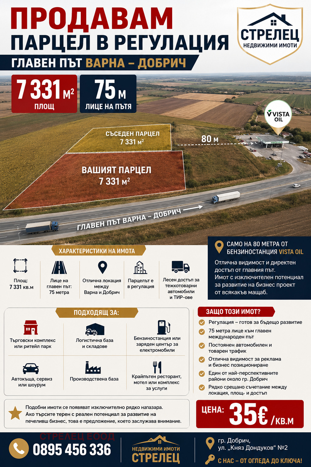 Продава ПАРЦЕЛ, с. Стожер, област Добрич